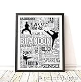 Karate Typography Personalized Print - PrintChicks Taekwondo Wall Art Decor Poster