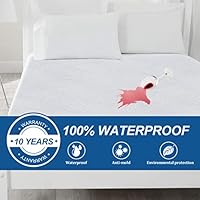 Bonzy Home Waterproof Mattress Protector,Hypoallergenic Cotton Terry Surface Mattress Protection Cover Fitted Mattress Protector Mattress Cover (Twin)