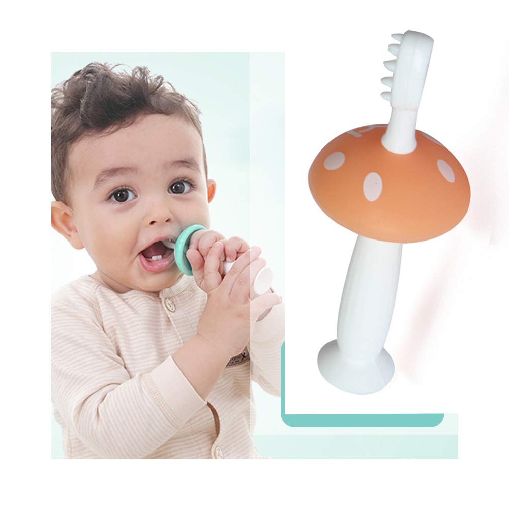 Bebe Brosse A Dents Avec Ventouse 360 Degres Clean Silicone Souple Teether Formation Brosse A Dents Avec La Garde De Securite Pour Enfant En Bas Age Du Nouveau Ne Bebe Rose Toilette De