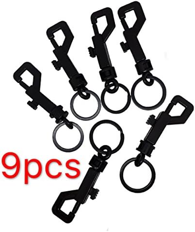 9 Pcs swivel snap Bolt Keychain clips Keychain hooks. Lightweight & Durable clasp with hook for Keys, Key Chains, Tags and Lanyards.Plastic Spring keychain clasp come with key rings.