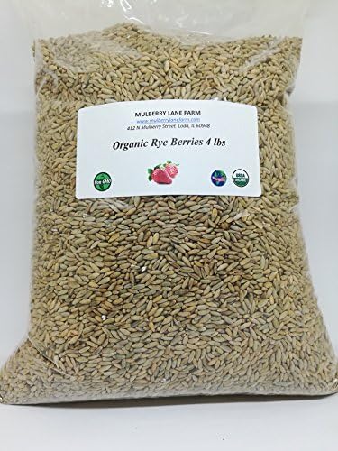 Rye Berries, 4 Pounds (Four Lbs.) USDA Certified Organic, Non-GMO, BULK.