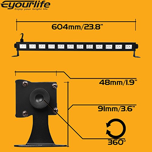 image for Eyourlife UV Black Lights 36W 12 LED Blacklight Effect Bar for Party D