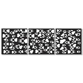 Canvas Wall Art Black and White Simple Pattern Painting Artwork for Home Prints Framed - 12"x12"x3 Panels