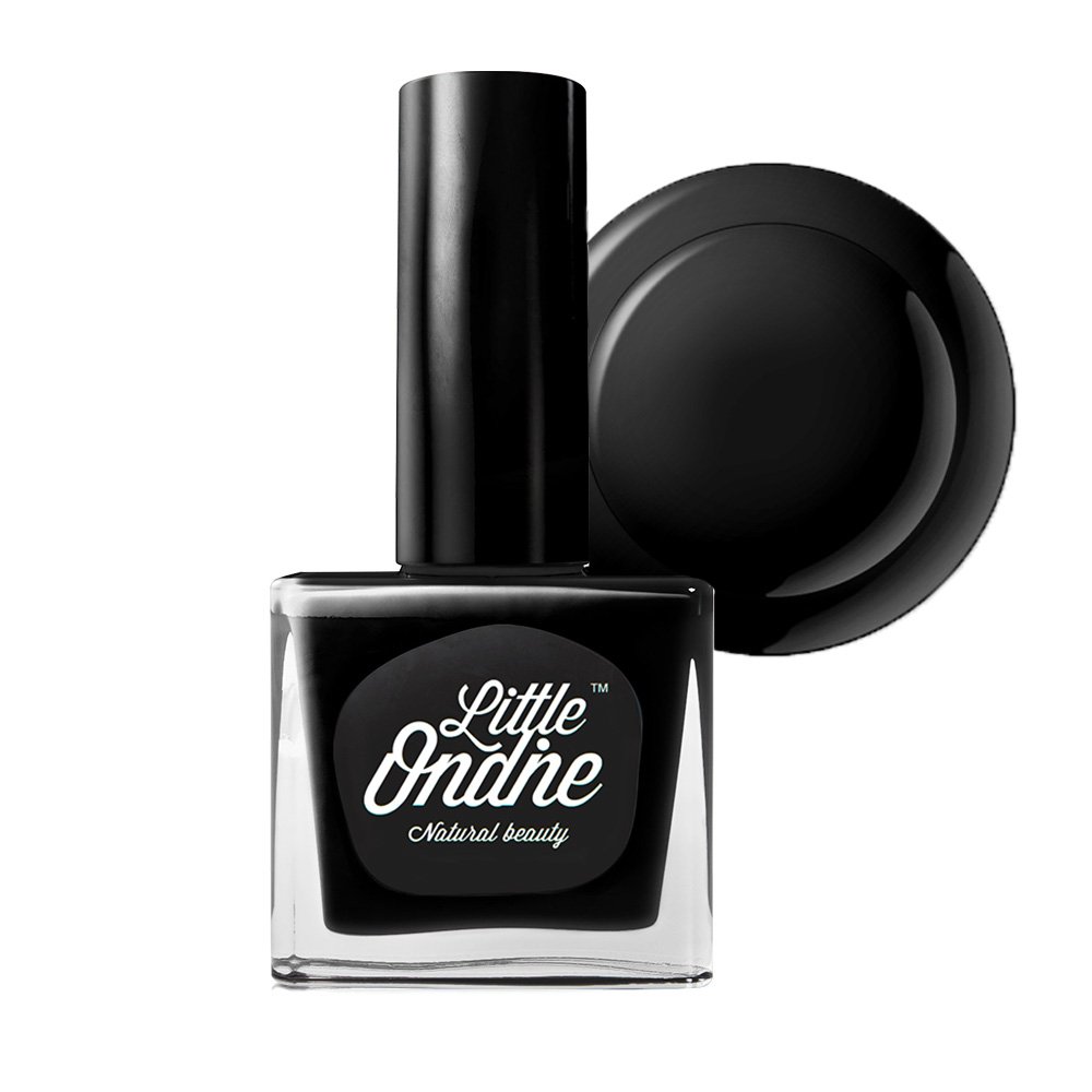 Little Ondine Water-based Peel off Odor Free Quick Dry Non Toxic Natural Nail Polish-Solid Black 0.36 Fl Oz( L100-Back to Black )