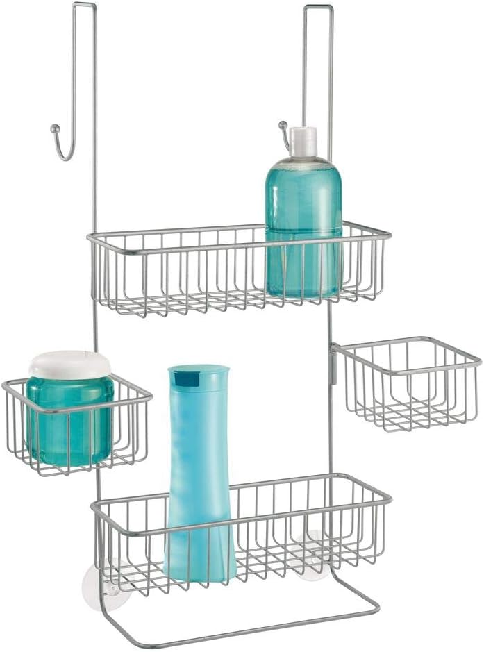 mDesign Shower Tray for Hanging Over The Shower Door Shower Organiser