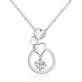 NABTYJC Three Generations Necklace for Grandma Gifts Jewelry Sterling Silver Plated Grandmother Mom Granddaughter Mother's Day Necklace Jewelry Birthday Gifts Infinity Love