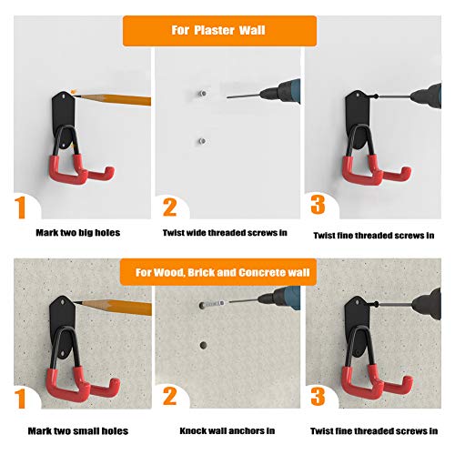 TORACK Garage Hooks, 15 Pack Garage Storage Hooks & Hangers, Heavy Duty Garage Tool Organizer Wall Mount for Ladders, Hoses and Bikes