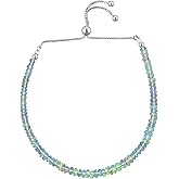 Natural Ethiopian Opal Gemstone Bolo Bracelet, Opal Crystal Beads, 925 Sterling Silver, Rhodium Plated Jewelry, Chakra Healing, Adjustable Slider, Birthday, Anniversary, Women Gifts, 10inch