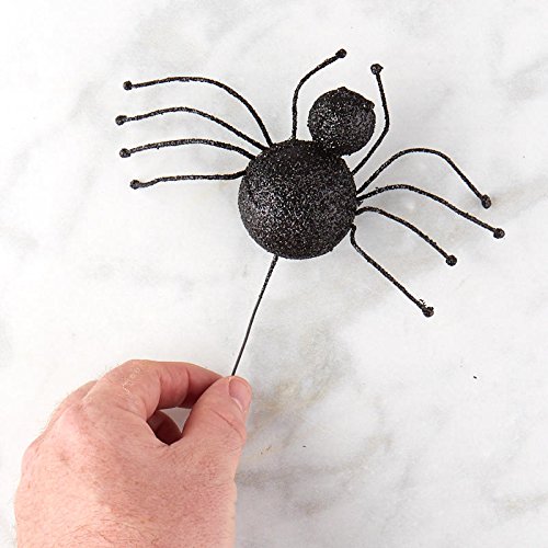 Factory Direct Craft Eerie Black Glitter Spider Accenting Picks | 3 Picks