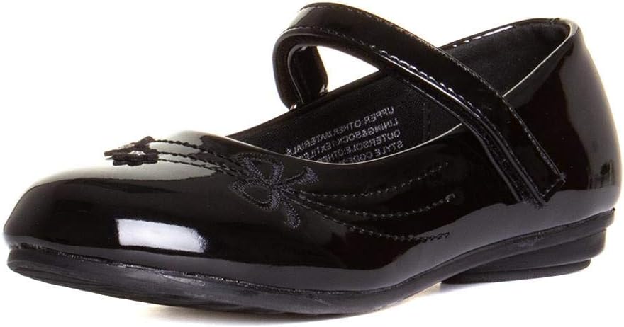 Walkright Girls Black Patent Riptape School Shoe