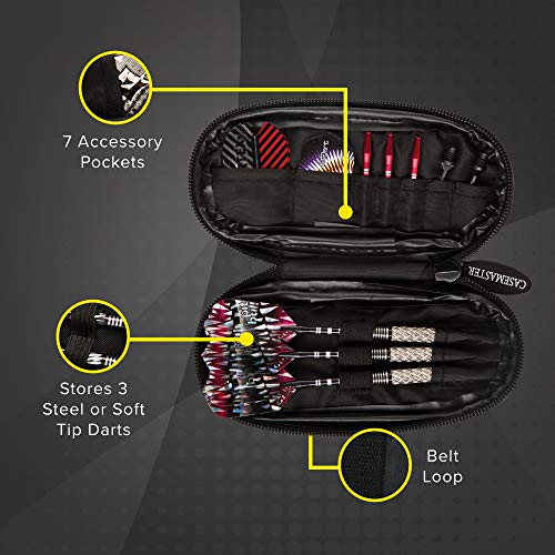 Casemaster Wallet Ultra Slim Nylon Dart Case with Space for 3 Steel Tip or Soft Tip Darts, and Space for Additional Flights Shafts and Tips in Built-in Pockets - Thumbnail 2