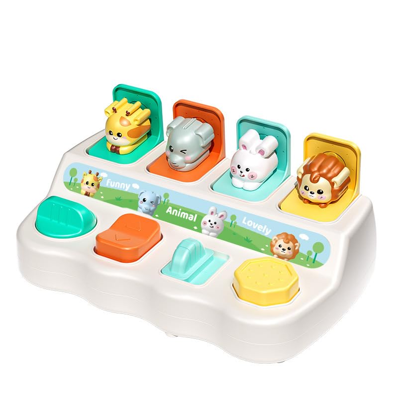 Cause-And-Effect Toy for toddlers 2-3 – Developmental Toy With Buttons & Colors – Color Sorting Animal Toys – For Kids, Toddlers, Babies – 18 Months + – Pop-Up toys, 6-12 months, 1-3 years baby.