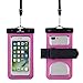 uFashion3C [Home Button Compatible] Universal Waterproof Case Bag Pouch [With Armband, Lanyard] for iPhone 7 7 Plus [IPX8 Certified to 100 Feet] (i7-Pink)
