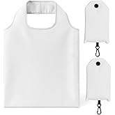 Criyar 2 Pack Foldable Shopping Bag, Waterproof Reusable Grocery Tote Bag Holder,Nylon(White)