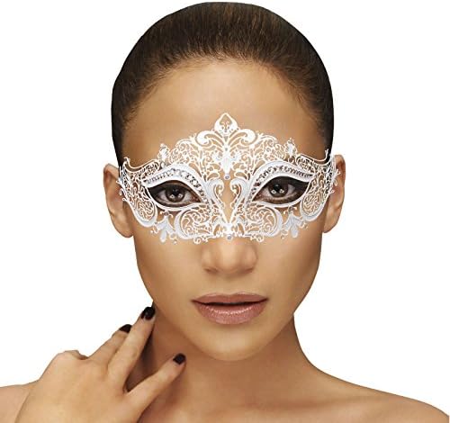 FaceWood Masquerade Mask for Women Ultralight Metal Mask Shiny Metal Rhinestone Venetian Pretty Party Evening Prom Ball Mask.