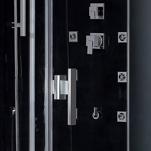 Ariel Platinum DZ961F8-BLK-R Steam Shower in Black with Right Side Drain and Plumbing Fixtures