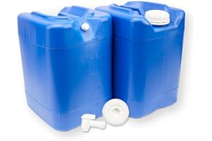 Aguaprep 5-Gallon Stackable Water Storage Containers, 5 Gallons Each w/Lids + Spigot, Easy Fill, Survial Supply Emergency Water Storage for Camping and Disaster Preparedness, RV, Camping, 10 Gallon