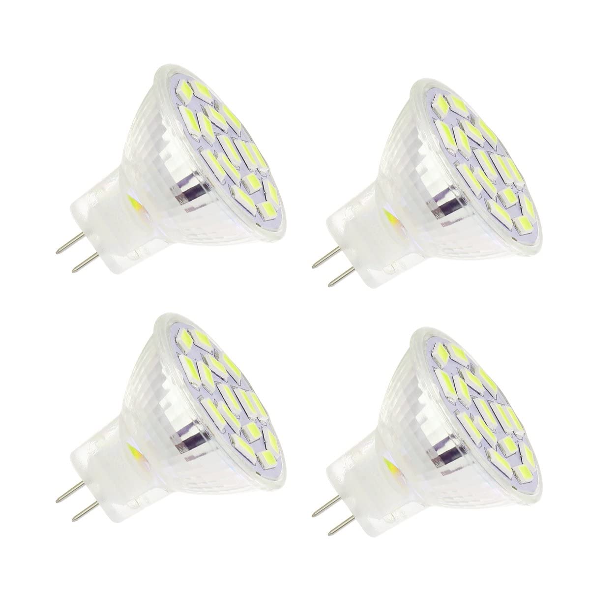 AHEVO 3.5W MR11 GU4.0 LED Light Bulbs, Equivalent to 25-35W Halogen Lamps, GU4.0 Base AC/DC 12V, 350 LM, 120° Flood Beam, 3000K Warm White, Recessed Lighting, Track Lighting, Pack of 4