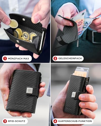 SF SCOFIELD Men's Wallet for 11-12 Cards RFID Protection Wallet Wallets for Men Smart Wallet Credit Card Holder Slim Wallet Card Holder Small