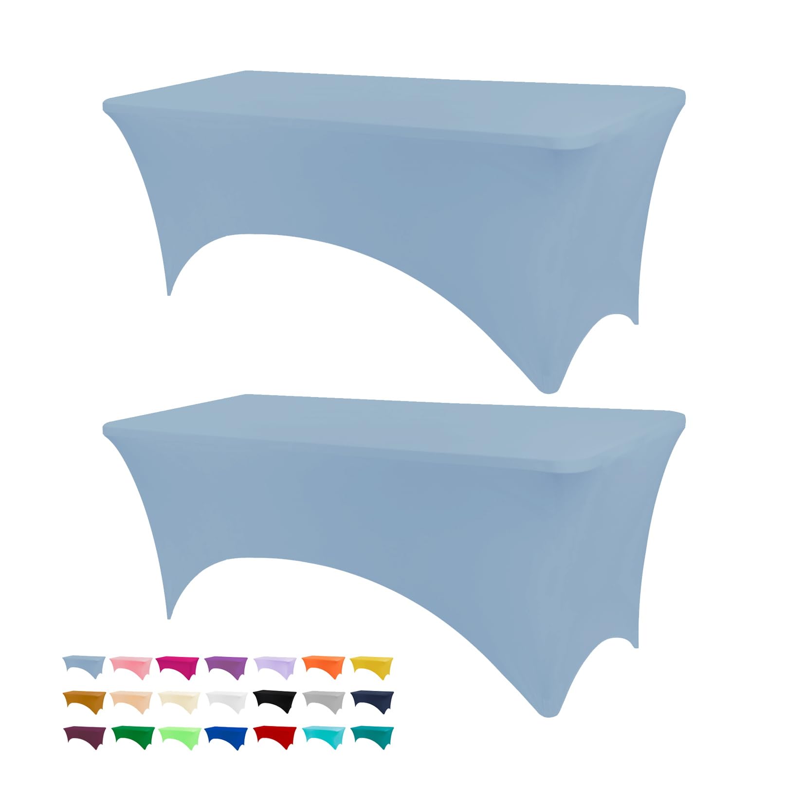 Photo 1 of BDDC Table Covers for 6 Foot Tables, 2 Pack Sky Blue Washable and Wrinkle Resistant Stretch Tablecloths Rectangle 6ft for Events, Wedding, Banquets, Parties