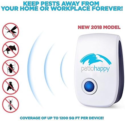 NEW 2018 - Ultrasonic Pest Repellent - 6 PACK - Electronic Plug In Pest Control for Insects- Mosquitoes, Mice, Spiders, Ants, Rats, Roaches, Bugs, Eco-Friendly, Pet Safe Repeller. By PatioHappy