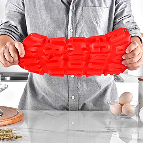 Silicone Letter Cake Mold BPA Free, Non-Stick Chocolate Mold Soft and Easy to Release, Decorating Silicone Red Mold Cake Baking Utensils Good Toughness DIY Ice Tray Kitchen Cake Pans