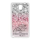 SamSung Galaxy Note 3 III Case Cover -I Can Do All Things Through Christ Who Strengthens Me Philippians 4:13 - Bible Verse Pink Sparkles Glitter Pattern SamSung Galaxy Note 3 III Case Covers Anti-Scratch Extreme Protection Compatible with SamSung Galaxy Note 3 III TPU (Laser Technology)