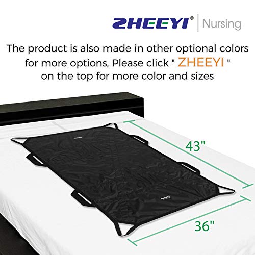 ZHEEYI Multipurpose 43" x 36" Positioning Bed Pad with Reinforced Handles Reusable & Washable