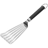 Weber Flexible Griddle Spatula &ndash; Stainless‑Steel Slotted Spatula with Beveled Edge for Delicate Foods &amp; Non-Stick - Griddle Accessory