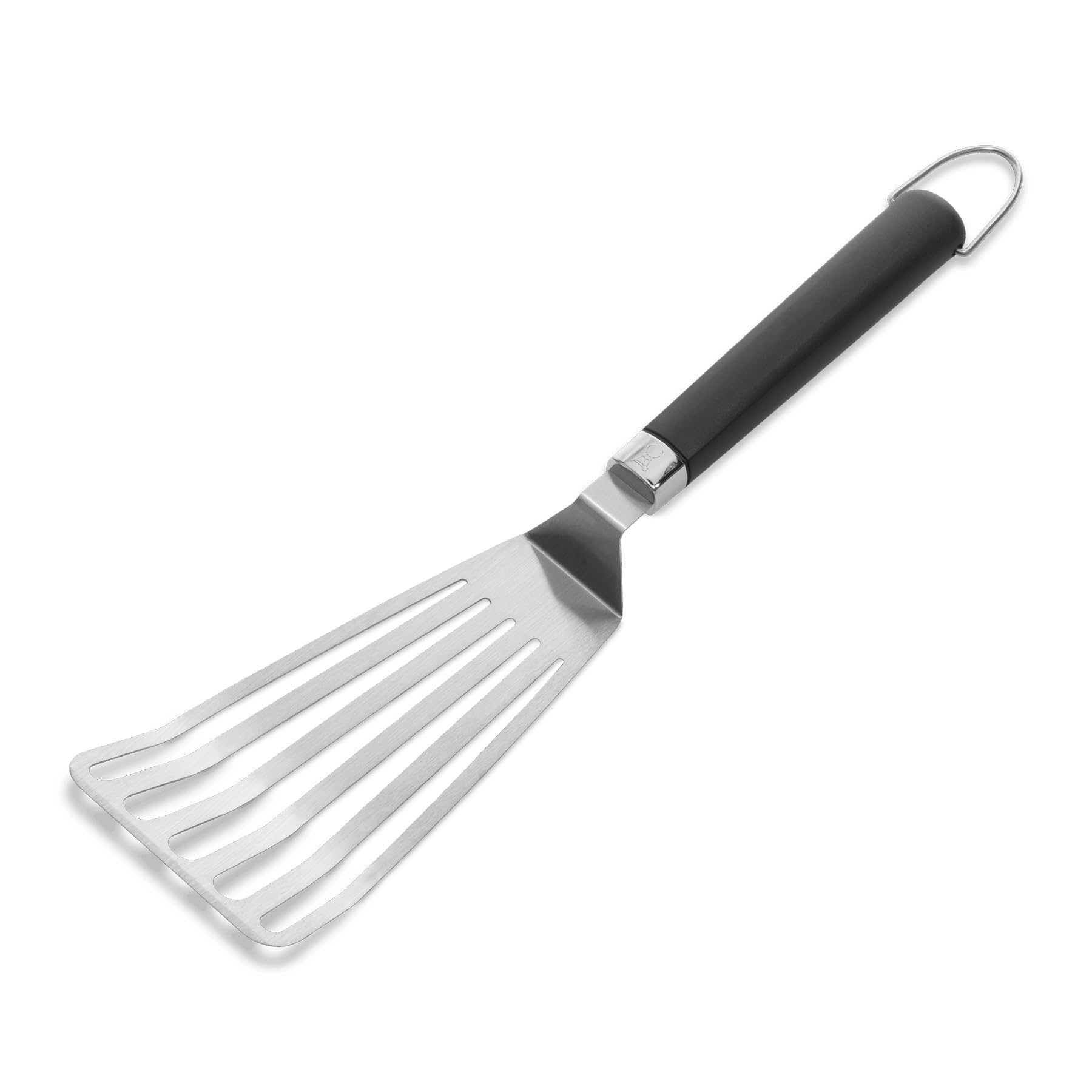 Weber Flexible Grill Plate Turner (41cm), made of stainless steel, slotted design, angled edges, non-slip comfort grip, dishwasher safe - Silver (6780)