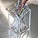 OfficeGoods Acrylic Pen & Pencil Holder - Modern Trapezoid Design - Beautiful Desk Organizer for Home or Office - Contrasting Metal Base - 3
