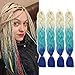 GX Beauty 4Pcs/Lot Ombre Jumbo Braiding HaiBraid Hair Extensions 24 Inch Synthetic Crochet Braids Hair for Women(White/Lake Blue/Royal Blue)