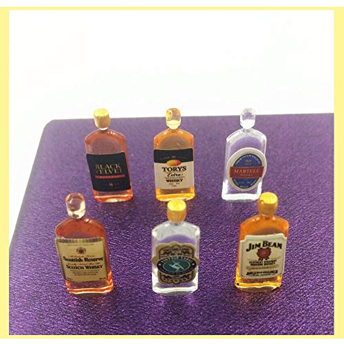 image for Comidox 6Pcs/Set 1:12 Dollhouse Miniature Wine Whiskey Bottles Model S