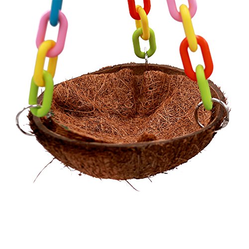 Borange Parrot Toy Bird Chewing Toys Natural Coconut Shell Bite Perch Colorful Cages for Pet Birds Conure Macaw Cockatiel Cockatoo Decorative Accessories