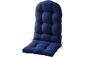 FILUXE Adirondack & Rocking Chair Cushion, High Back Patio Cushions - Waterproof Solid Tufted Pillow, Indoor/Outdoor Pads with Ties, Fade-Resistant & Seasonal All Weather Replacement (Royal Blue, 1)