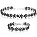 MOWOM Black Stainless Steel Lace Bracelet Necklace Choker Collar Tattoo Flower Set Adjustable