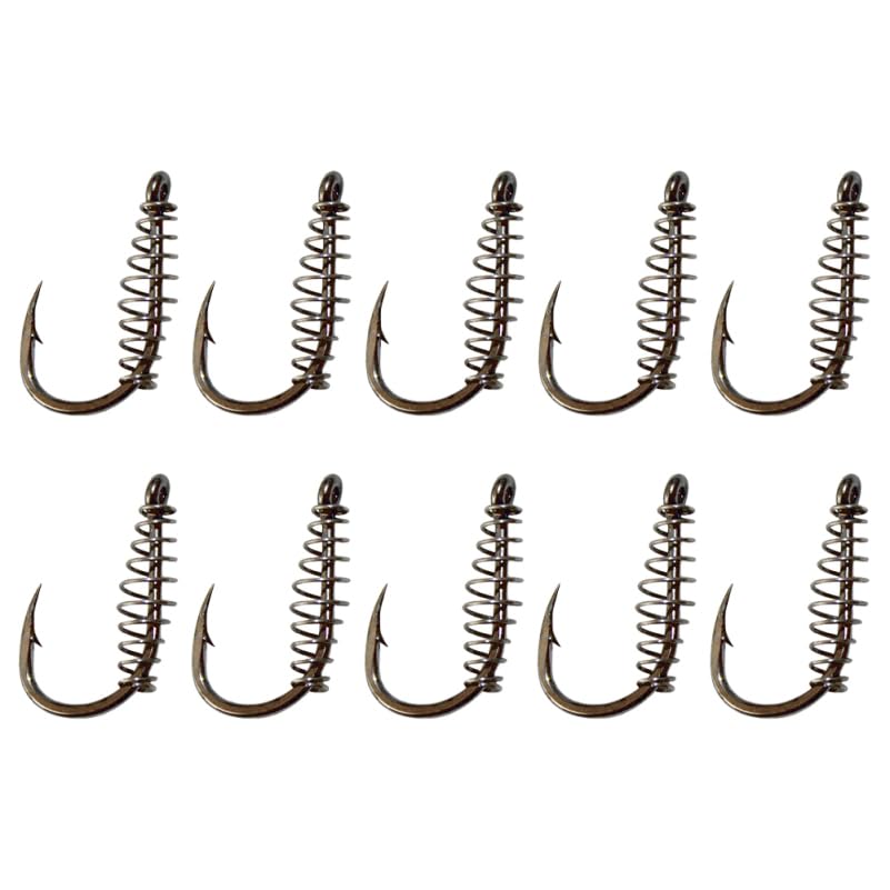 Gogogmee Spring Fishing Hooks Set 10Pcs High-Grade Steel Portable Fish Hooks with Strong Corrosion Resistance for River and Carp Fishing Bait