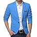 Pishon Men's Slim Fit Suits Casual One Button Flap Pockets Solid Blazer Jacket Business Daily Blazer, Smallky Blue, Medium
