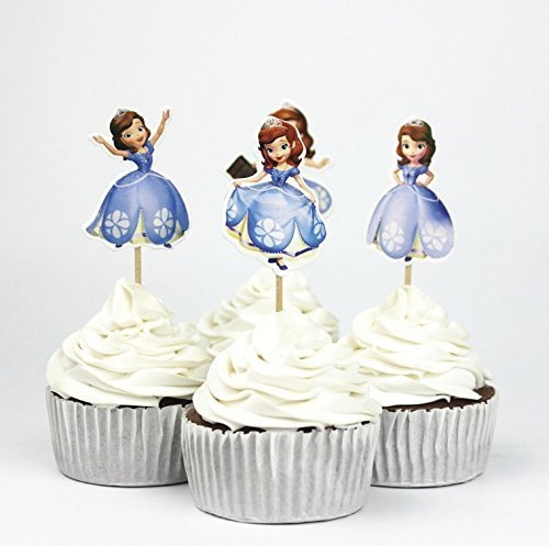 24 pcs Sofia the First Cupcakes toppers cupcake picks, sofia the first birthday decorationsprincess toppers ,princess cupcake party kids decoration