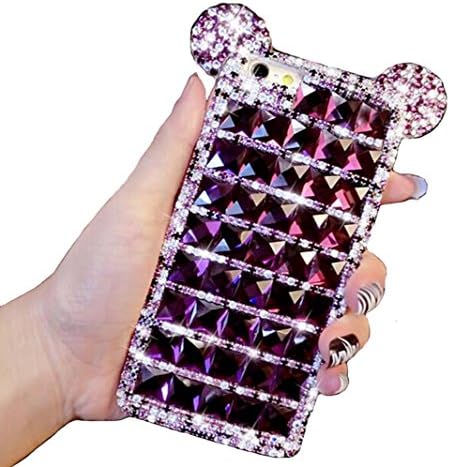 Case for iphone 7plus, Luxury Girl's Gift Lovely Animal 3D Glitter Bling Ears /Bear Mouse Ears With Sarkly Diamond Lovely Design TPU Bumper Shell (iphone 6/6s, Purple)