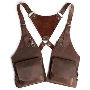 Full Grain handmade Leather Shoulder Holster Bag for Men Vintage Cross Body Chest Harness with Dual Pockets, Adjustable Strap
