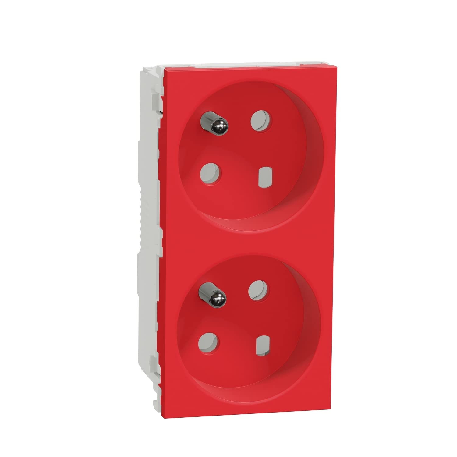 Unica - Double Socket 2P+T - FR - 45° - Connex Rp - Destromp - Red - Mechanism Only