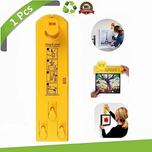 Picture Hanger, Picture Hanging Tool, Frame Hanging Tool for Marking Position and Measuring the Suspension and Horizontal Wall of the Roof (Yellow)