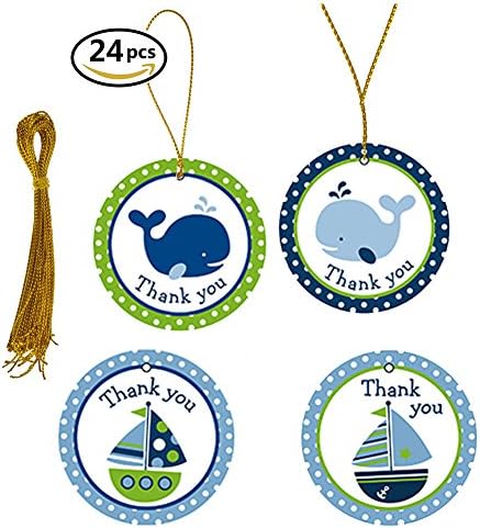 24pcs Thank You Tags, Animals Gift Tags with String Baby Shower Birthday Wedding Party Thank You for Celebrating with us Tags