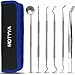 MOTYYA Dental Cleaning Tools 6 Pack, Professional Dental Hygiene Kit teeth tool set for Home Use stainless steel Mouth Mirror Tweezers Dental Picks Oral Care set to Remover Tartar, tooth scraper