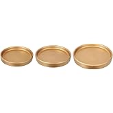 M METERXITY 3 Pack Planter Saucers - Ceramic Plant Tray Flower Pot Drip Trays Round Apply to Outdoor/Garden (4/5/6inch, Gold)