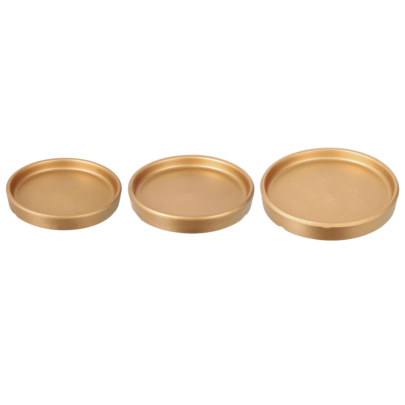 Photo 1 of M METERXITY 3 Pack Planter Saucers - Ceramic Plant Tray Flower Pot Drip Trays Round Apply to Outdoor/Garden (4/5/6inch, Gold)