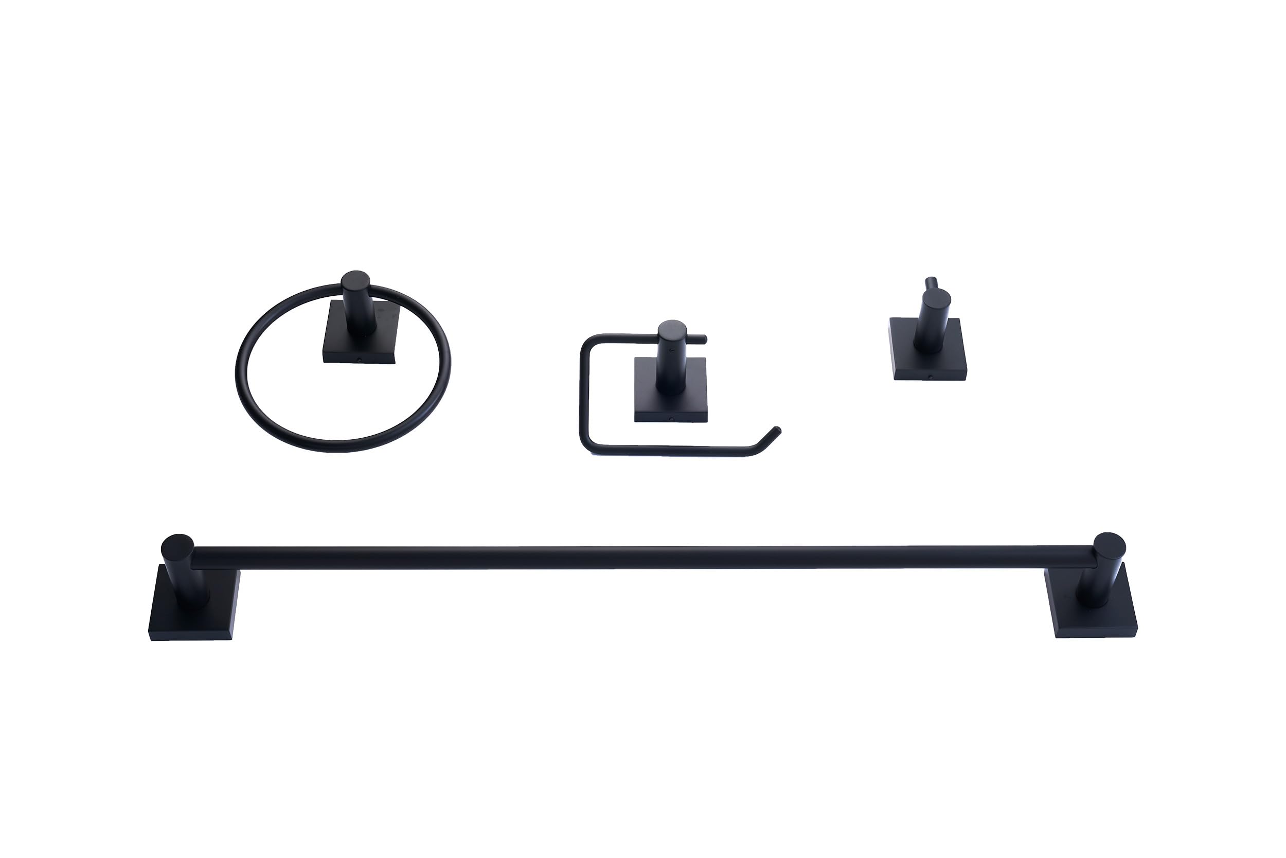 Photo 1 of ********Missing parts***********
SENTO VINTO Bathroom Accessories Set, Heavy Duty Metal Bath Hardware Set Wall Mounted, Includes Robe Hook, Standard Toilet Paper Holder, Towel Ring, 24” Towel Bar (4-Piece, Matte Black)
