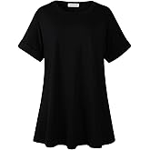 LARACE Plus Size Tunic Tops for Womens Summer Shirts Roll Up Short Sleeves Blouses Loose Fit Tee Shirts Womens Casual Tops