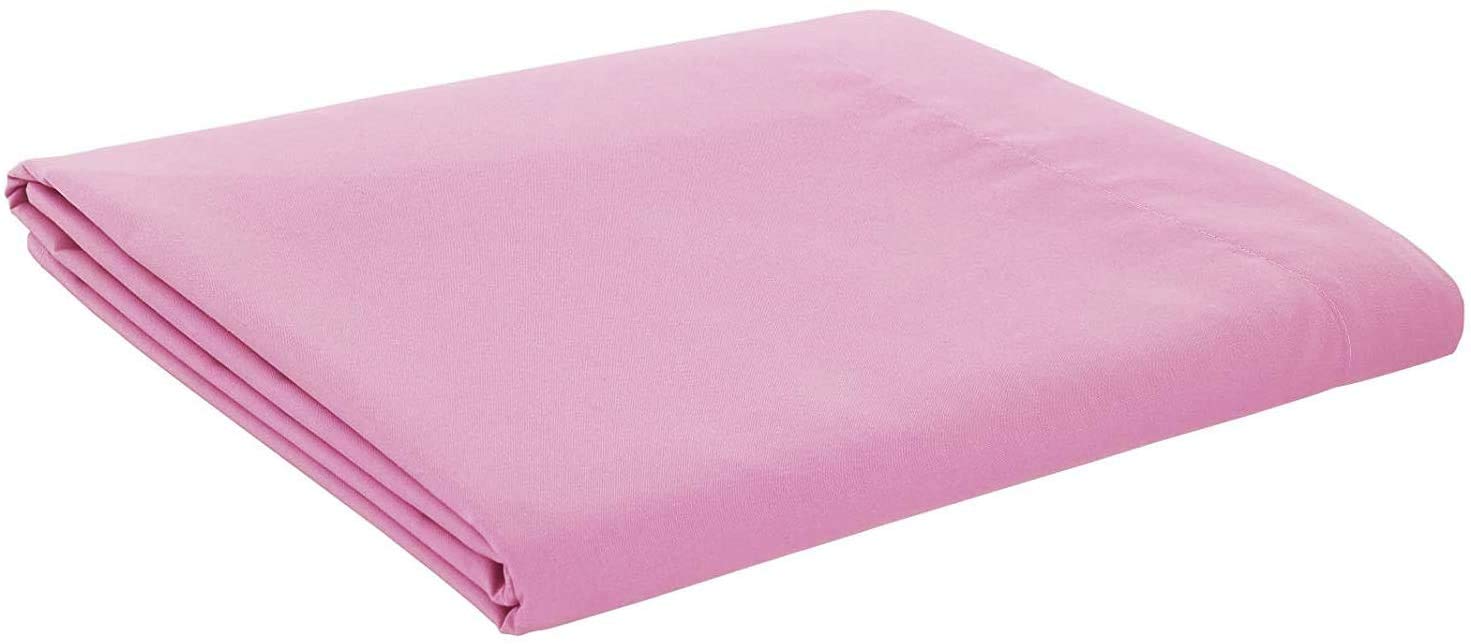 British Home Bedding - Plain Polycotton Percale Flat Bed Sheets - Premium Deluxe Hotel Quality (Pink, Single)
